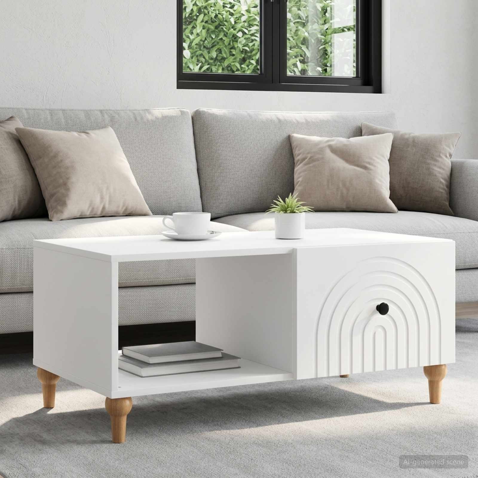 Coffee Table White 90 x 50 x 40 cm Engineered Wood