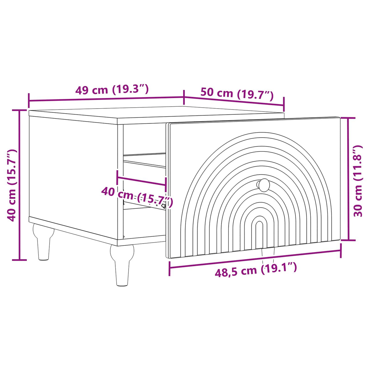 Coffee Table with Drawer White 49 x 50 x 40 cm Engineered Wood