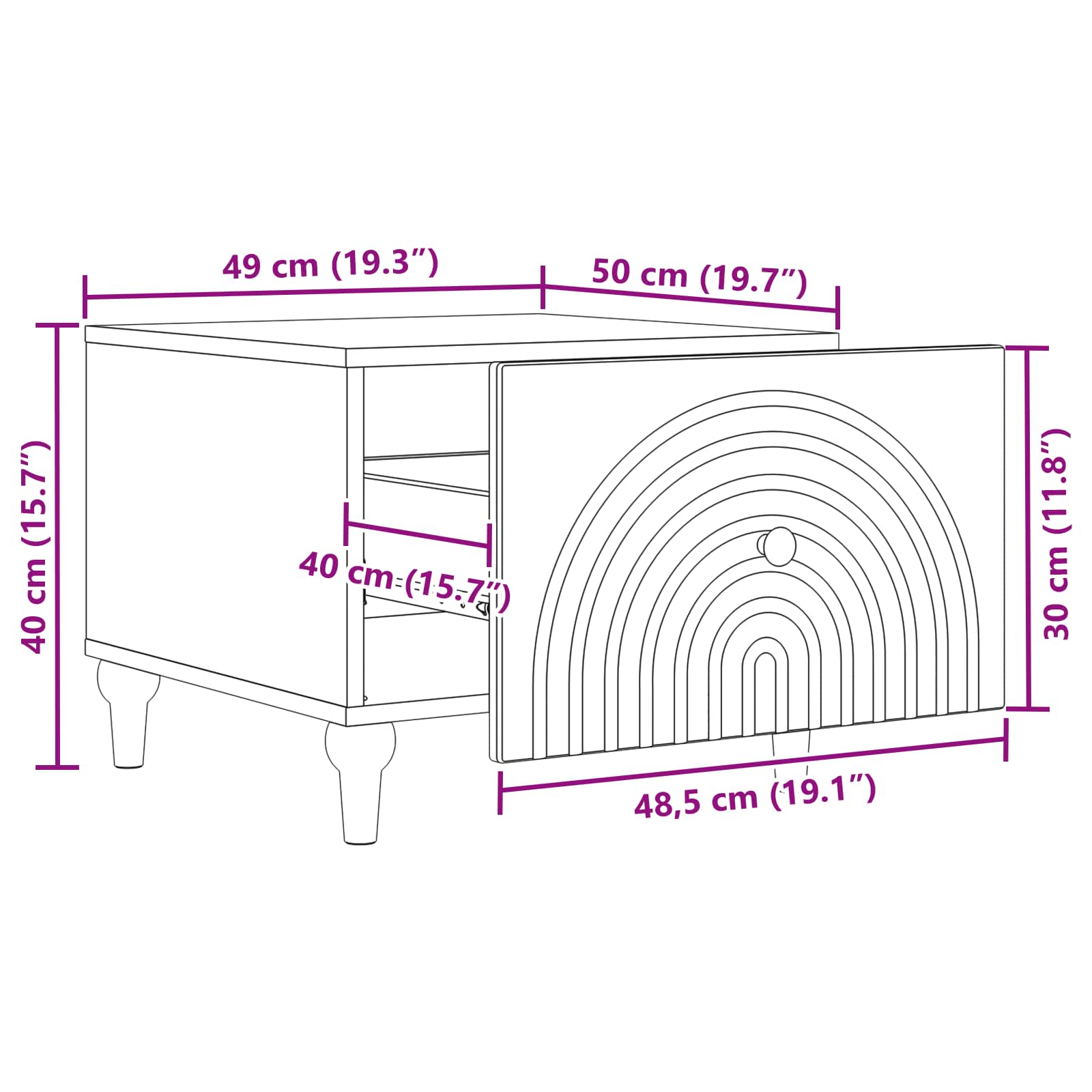 Coffee Table with Drawer White 49 x 50 x 40 cm Engineered Wood