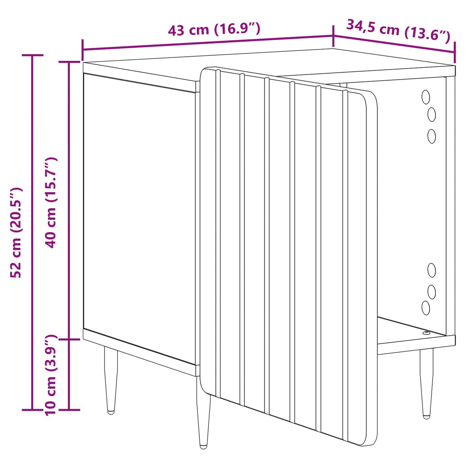 Bedside Cabinet White 43 x 34.5 x 52 cm Engineered Wood