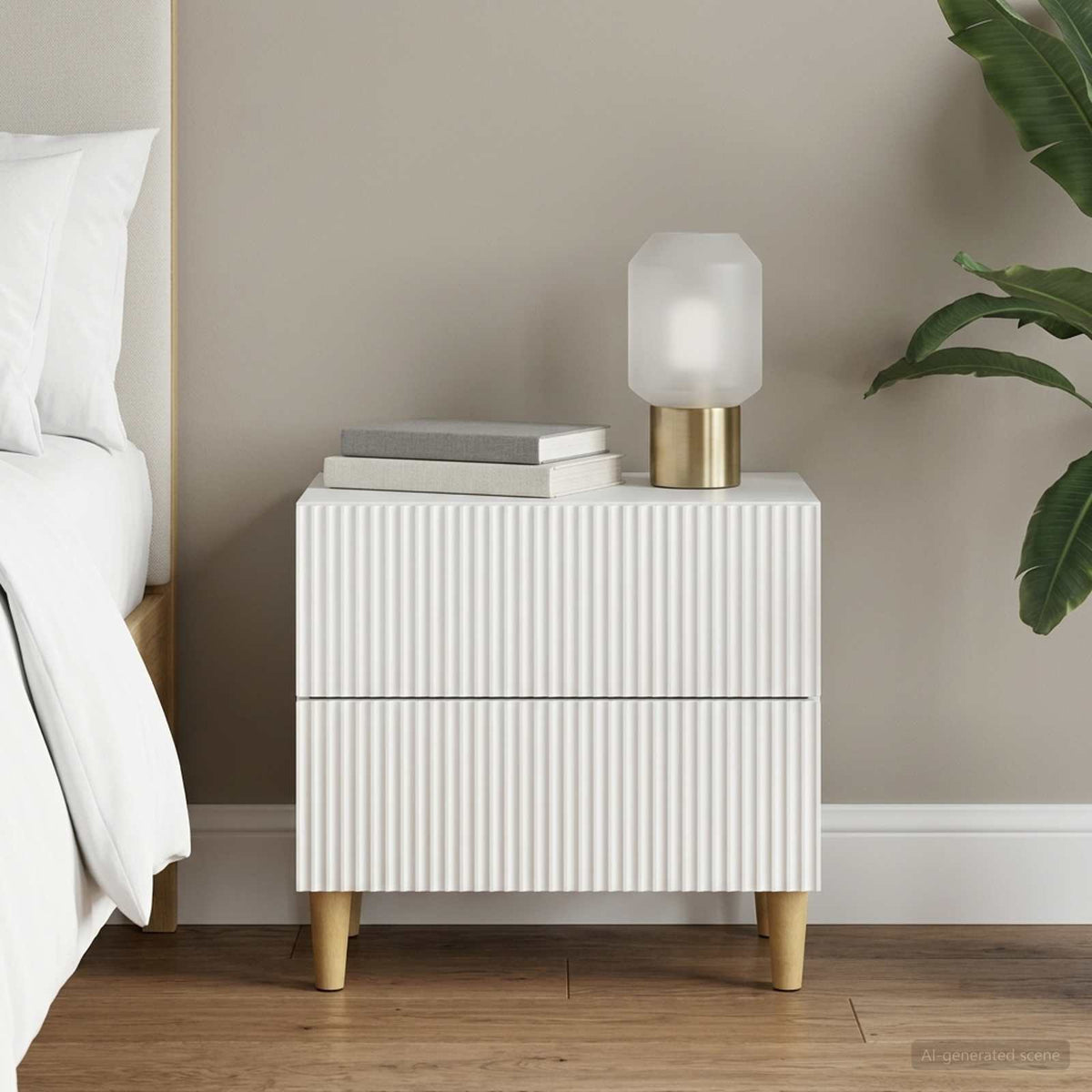 Bedside Cabinet White 62 x 34.5 x 48 cm Engineered Wood