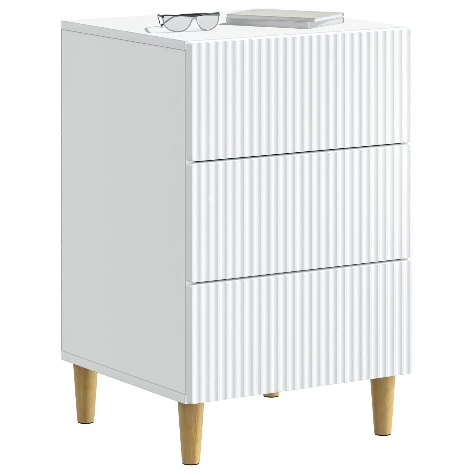 Bedside Cabinet White 43 x 41 x 66.5 cm Engineered Wood