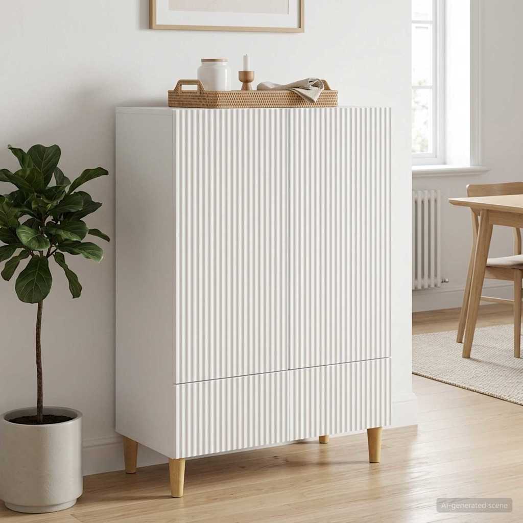 Sideboard White 66 x 34.5 x 95 cm Engineered Wood
