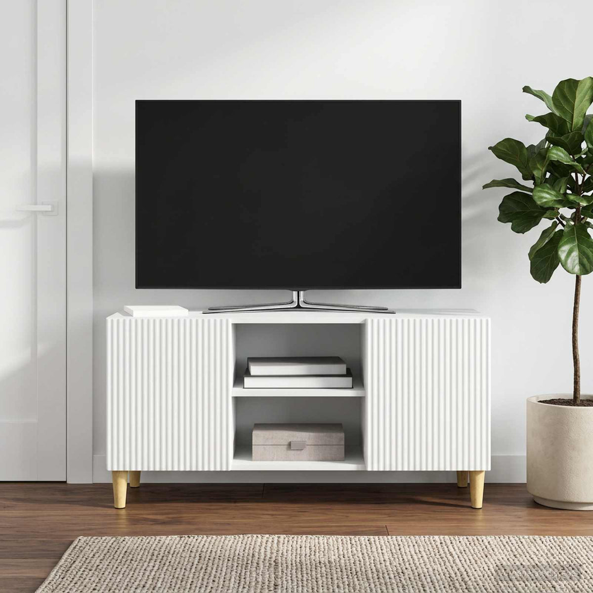 TV Cabinet White 102 x 34.5 x 50 cm Engineered Wood
