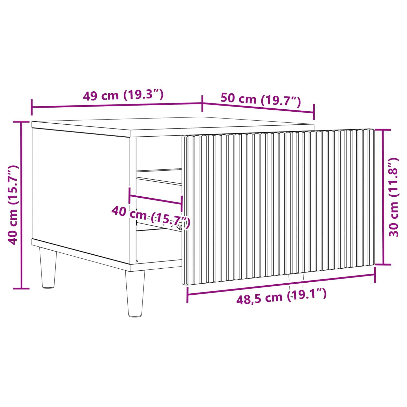 Coffee Table with Drawer White 49 x 50 x 40 cm Engineered Wood
