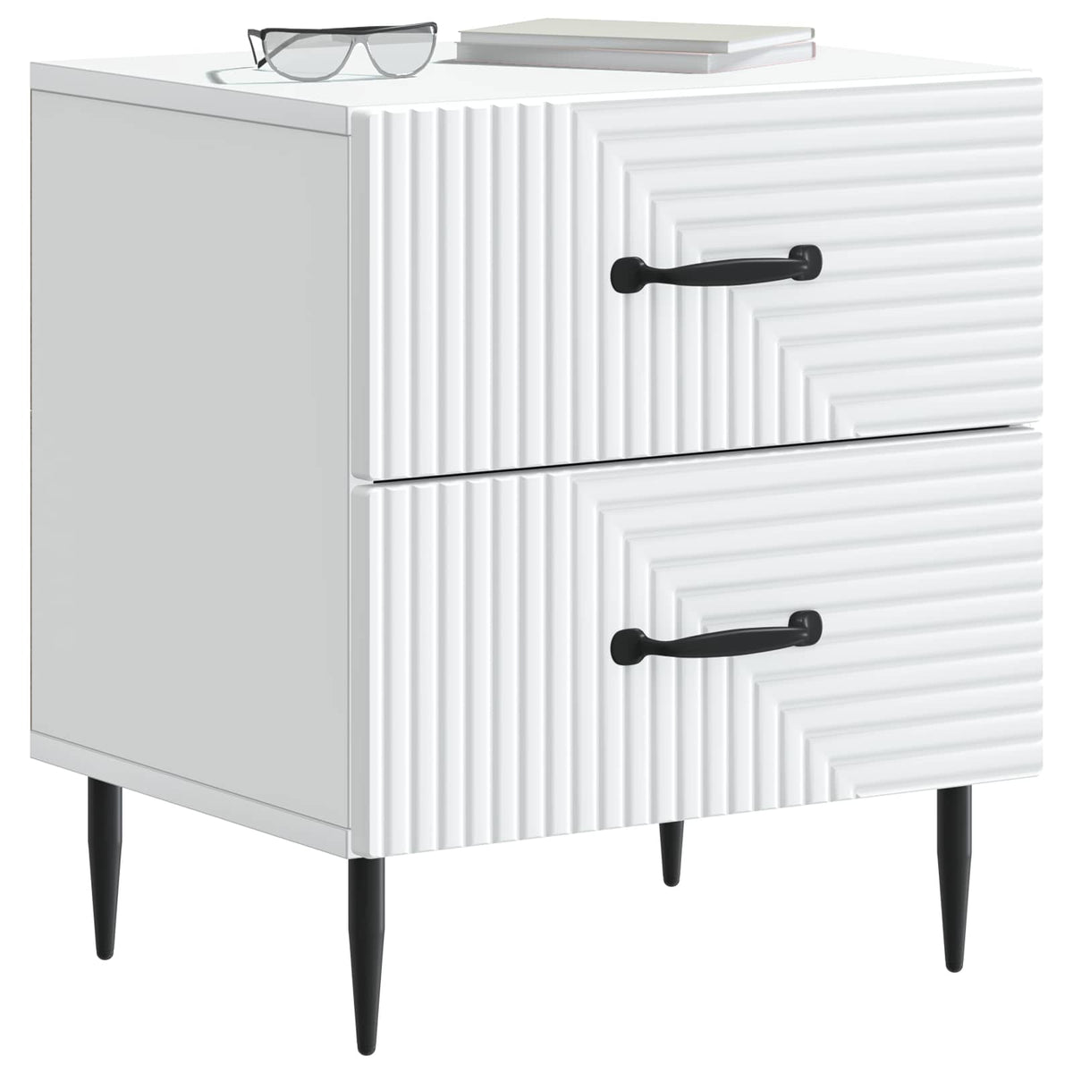Bedside Cabinet White 43 x 34.5 x 47.5 cm Engineered Wood