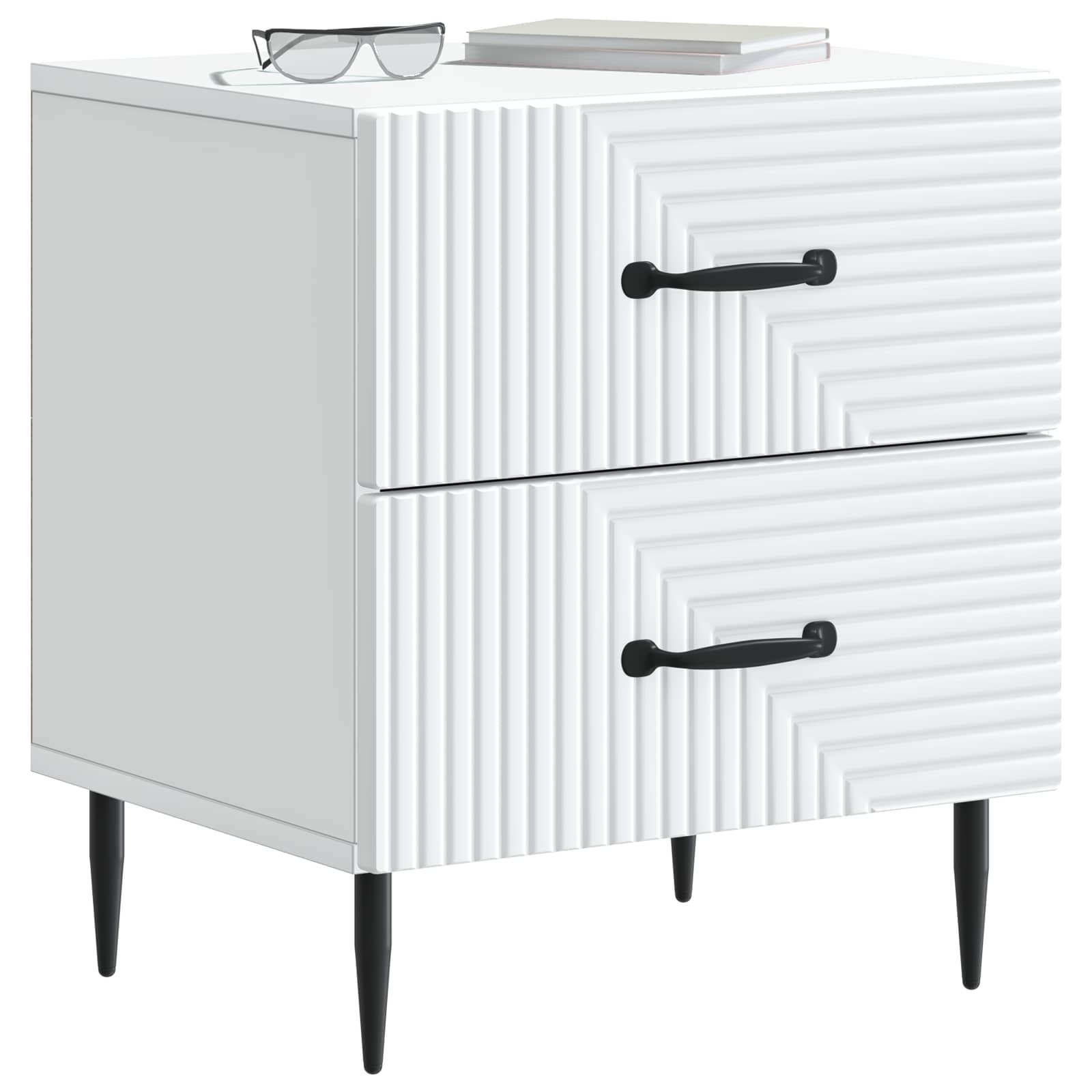 Bedside Cabinet White 43 x 34.5 x 47.5 cm Engineered Wood