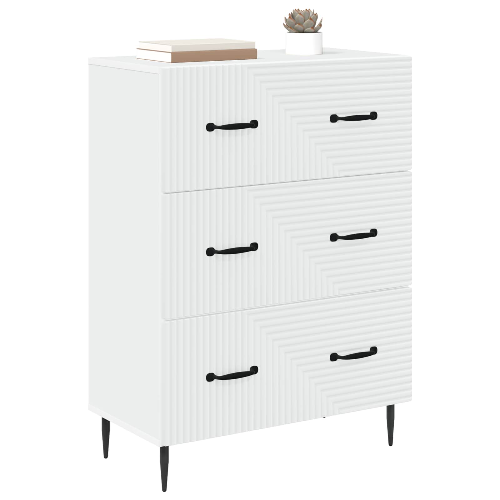 Drawer Cabinet White 66 x 34.5 x 89.5 cm Engineered Wood