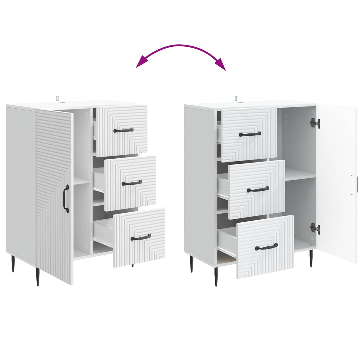 Sideboard with Drawer White 66 x 34.5 x 89.5 cm Engineered Wood