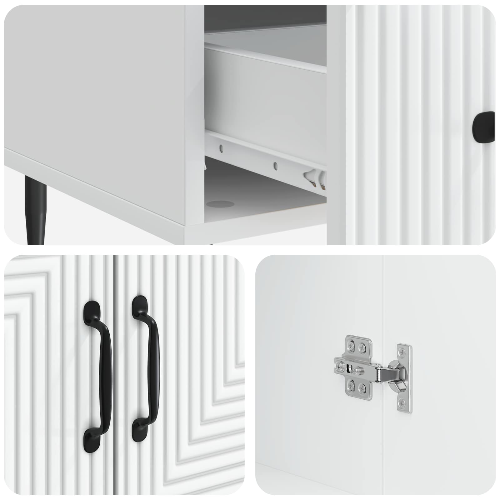 Sideboard with Drawer White 66 x 34.5 x 95 cm Engineered Wood