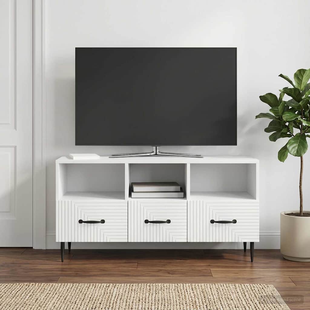 TV Cabinet with Drawer White 102 x 34.5 x 50 cm Engineered Wood