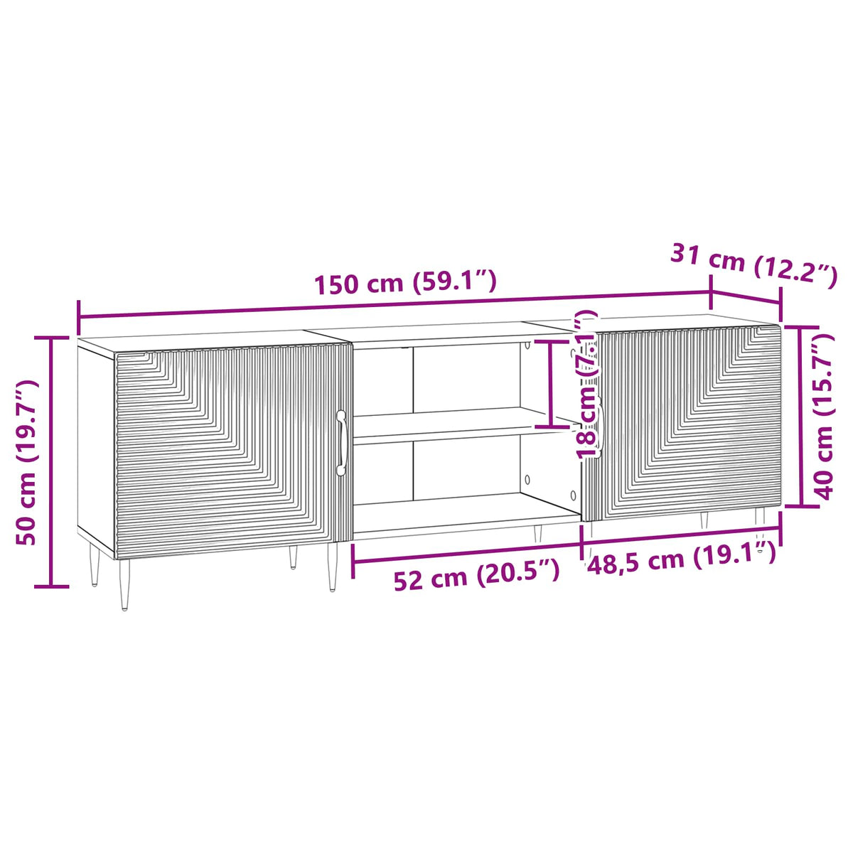 TV Cabinet White 150 x 31 x 50 cm Engineered Wood