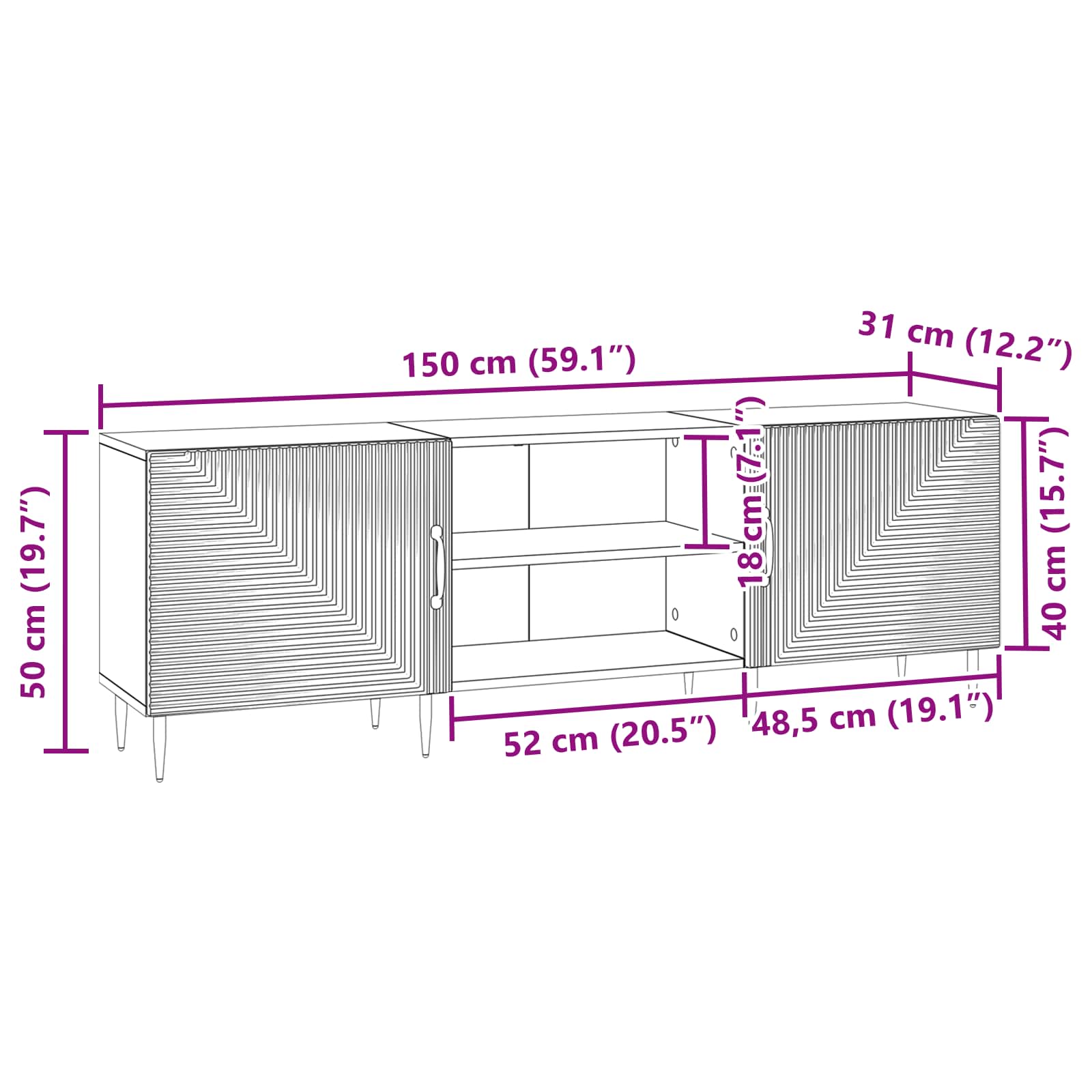 TV Cabinet White 150 x 31 x 50 cm Engineered Wood