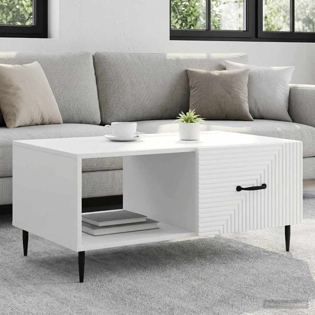 Coffee Table White 90 x 50 x 40 cm Engineered Wood