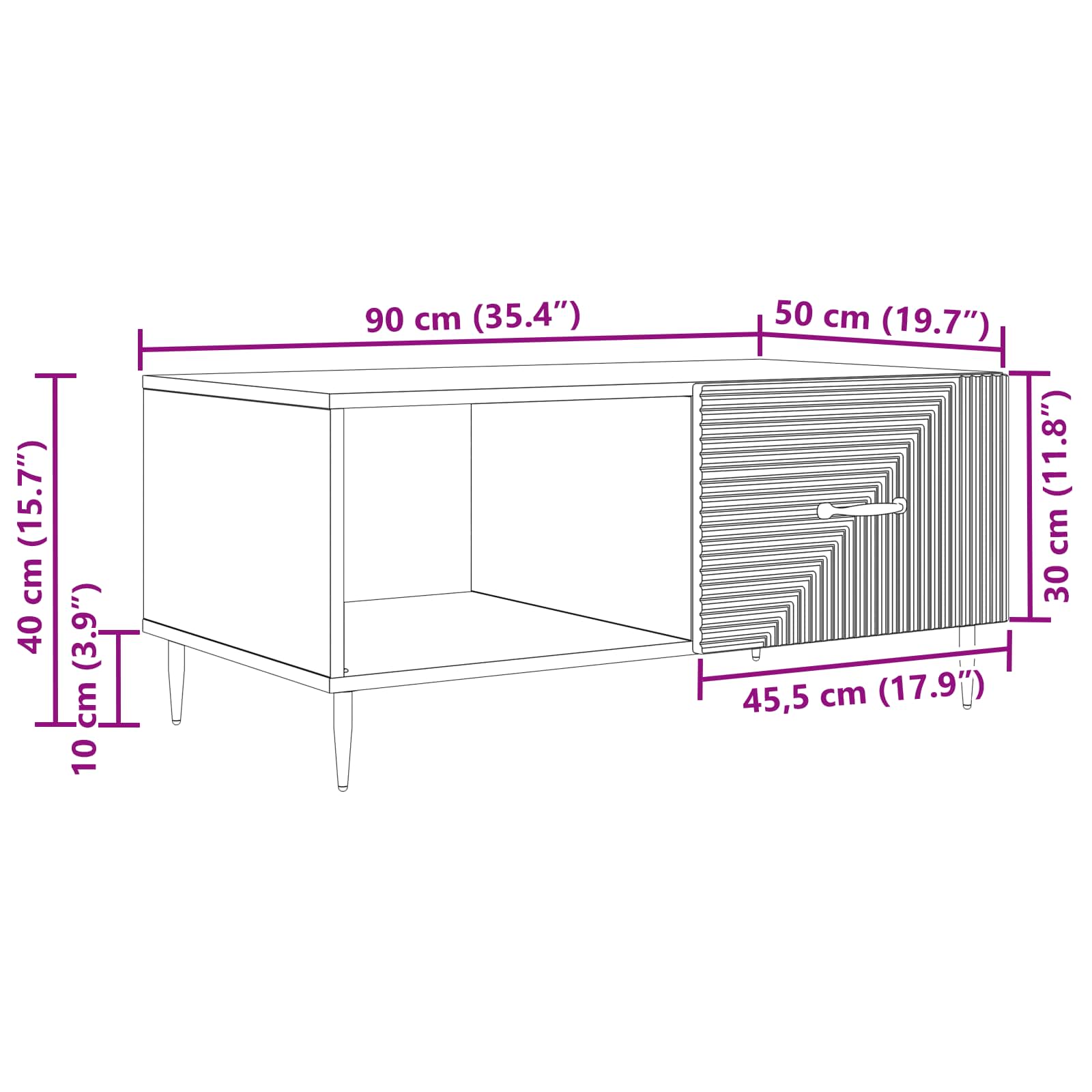 Coffee Table White 90 x 50 x 40 cm Engineered Wood