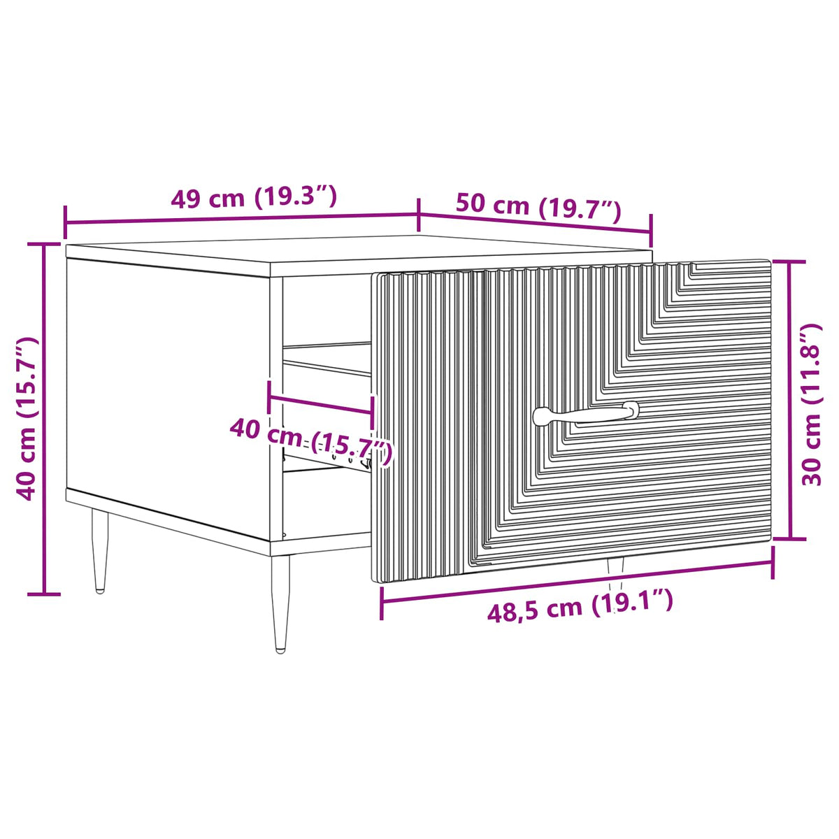 Coffee Table with Drawer White 49 x 50 x 40 cm Engineered Wood