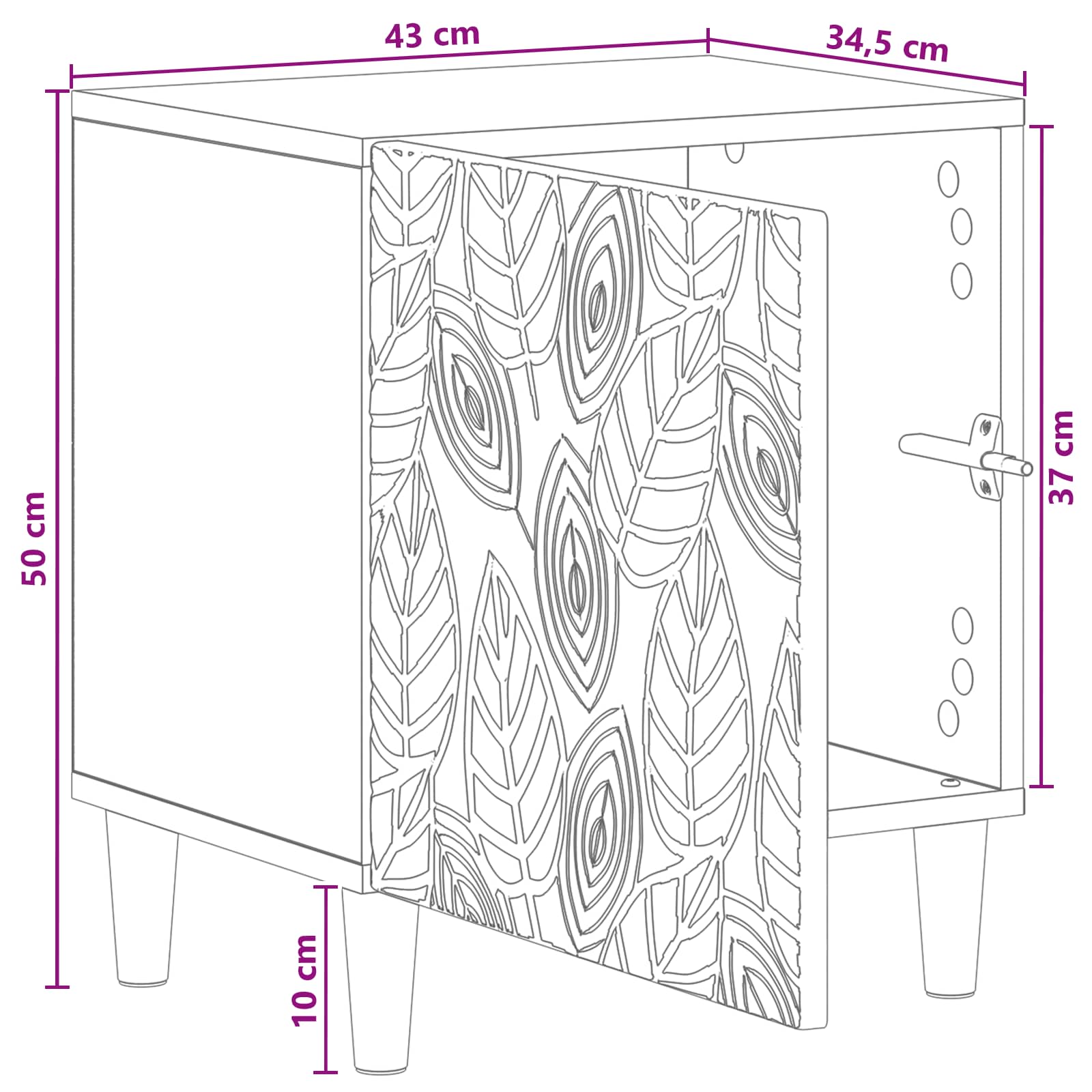 Bedside Table White 43 x 34.5 x 50 cm Engineered Wood