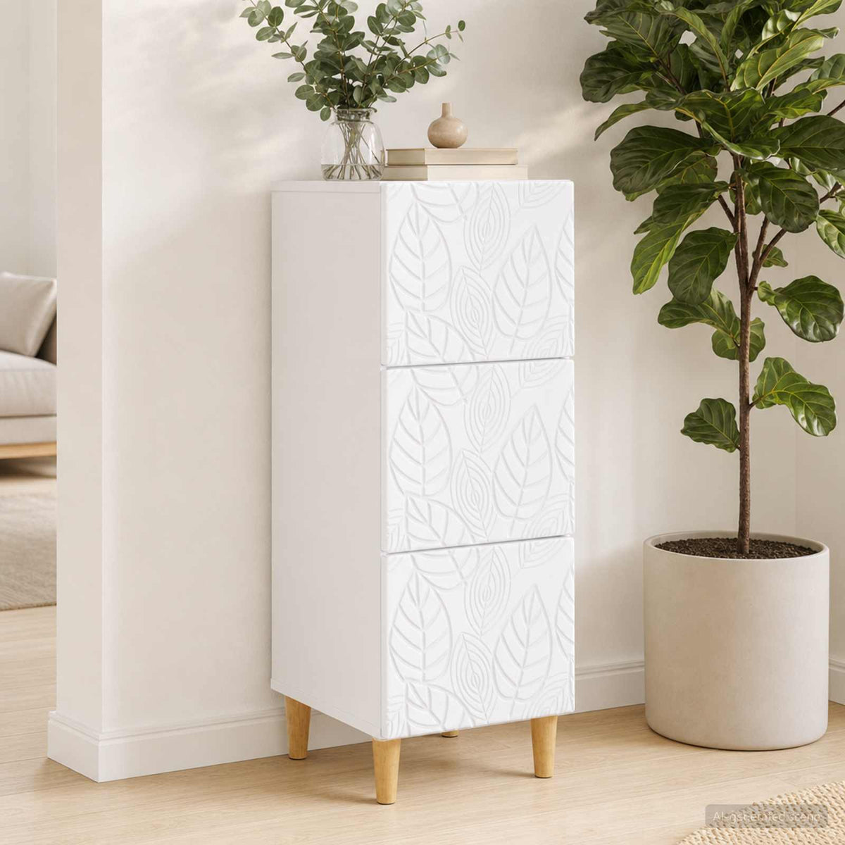 Drawer Cabinet White 33 x 34.5 x 90 cm Engineered Wood