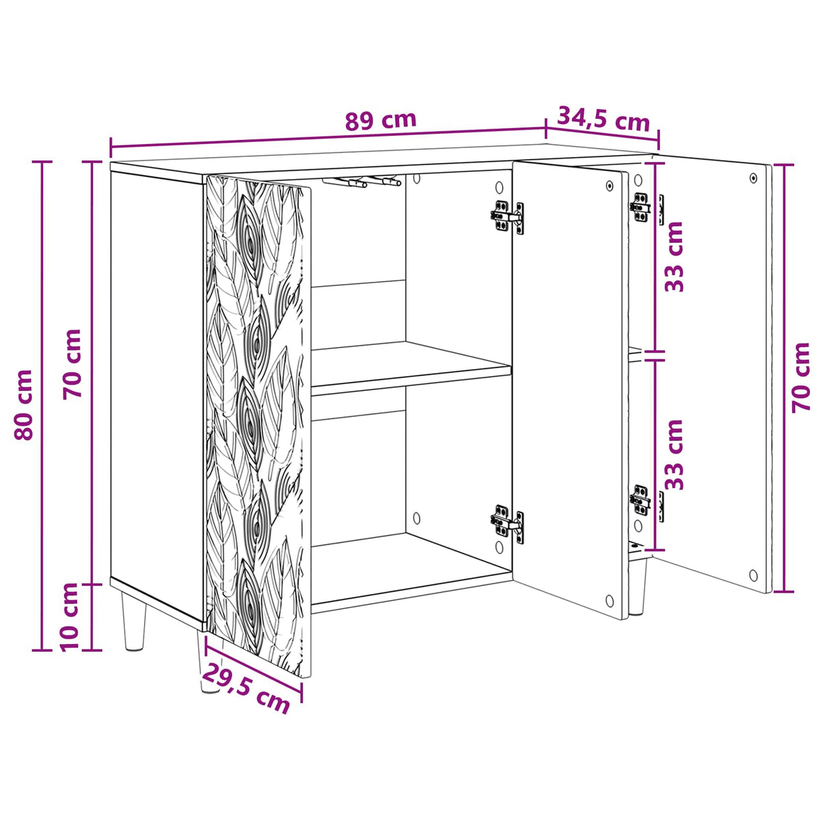 Sideboard White 89 x 34.5 x 80 cm Engineered Wood