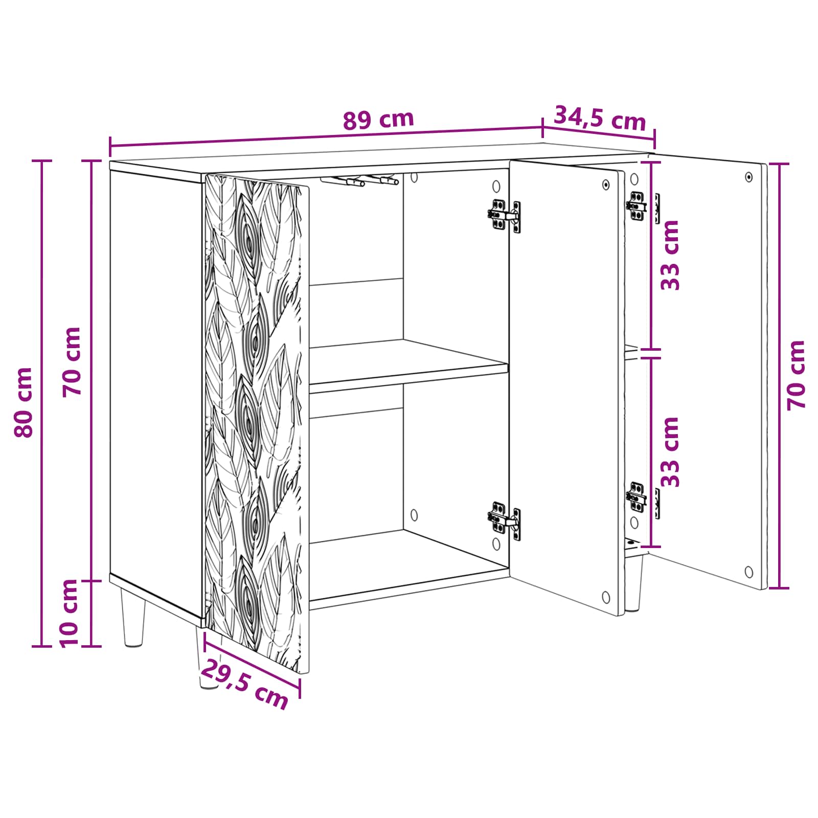 Sideboard White 89 x 34.5 x 80 cm Engineered Wood
