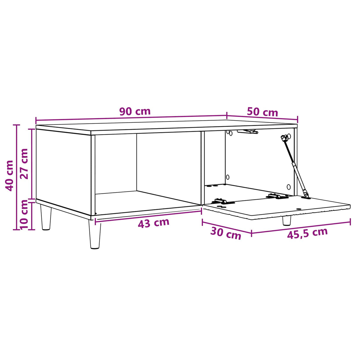 Coffee Table White 90 x 50 x 40 cm Engineered Wood