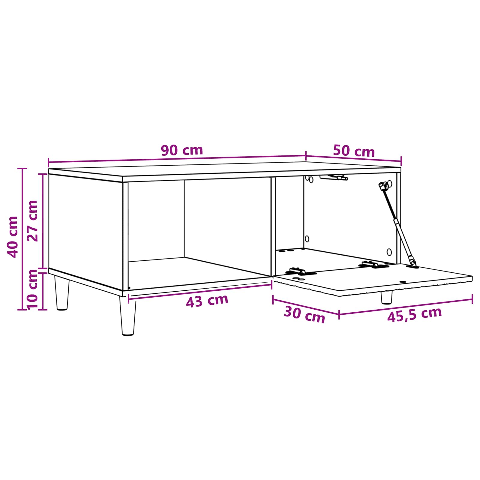 Coffee Table White 90 x 50 x 40 cm Engineered Wood