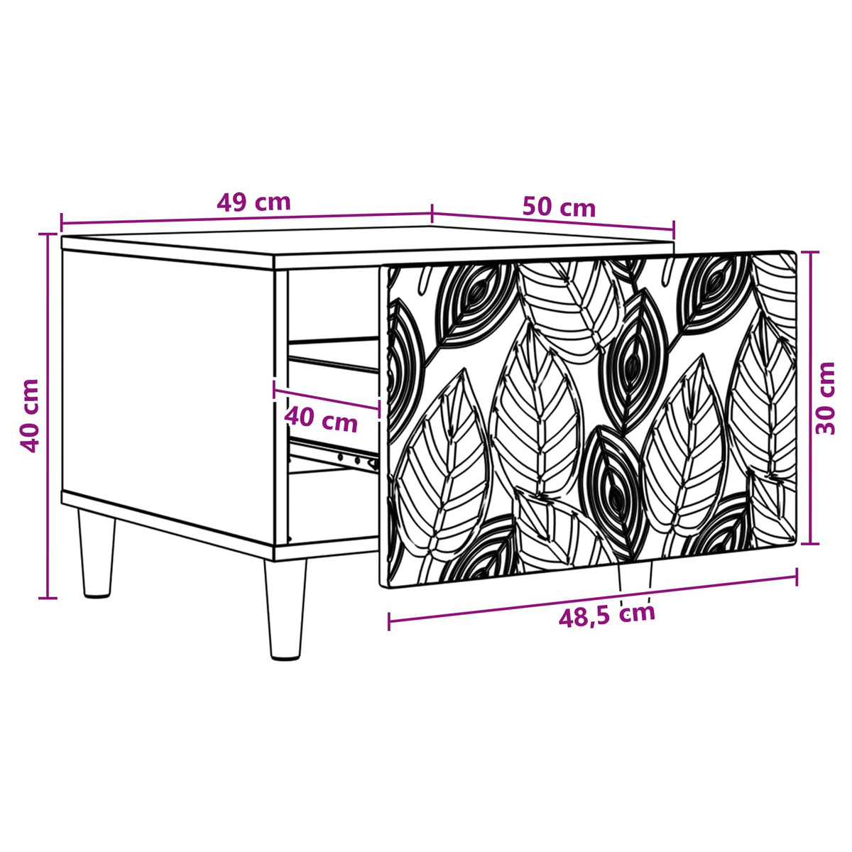 Coffee Table White 50 x 49 x 40 cm Engineered Wood
