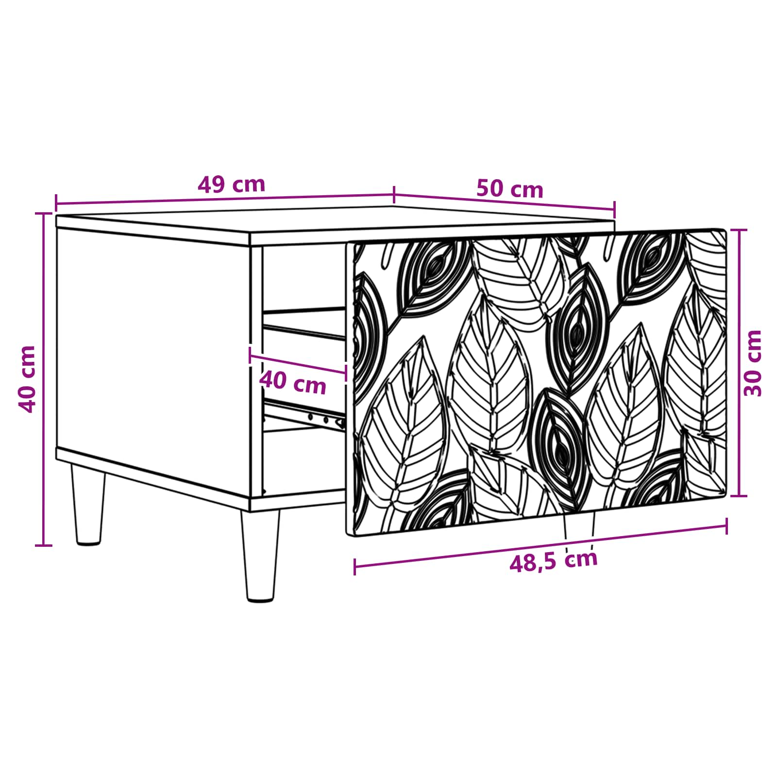 Coffee Table White 50 x 49 x 40 cm Engineered Wood