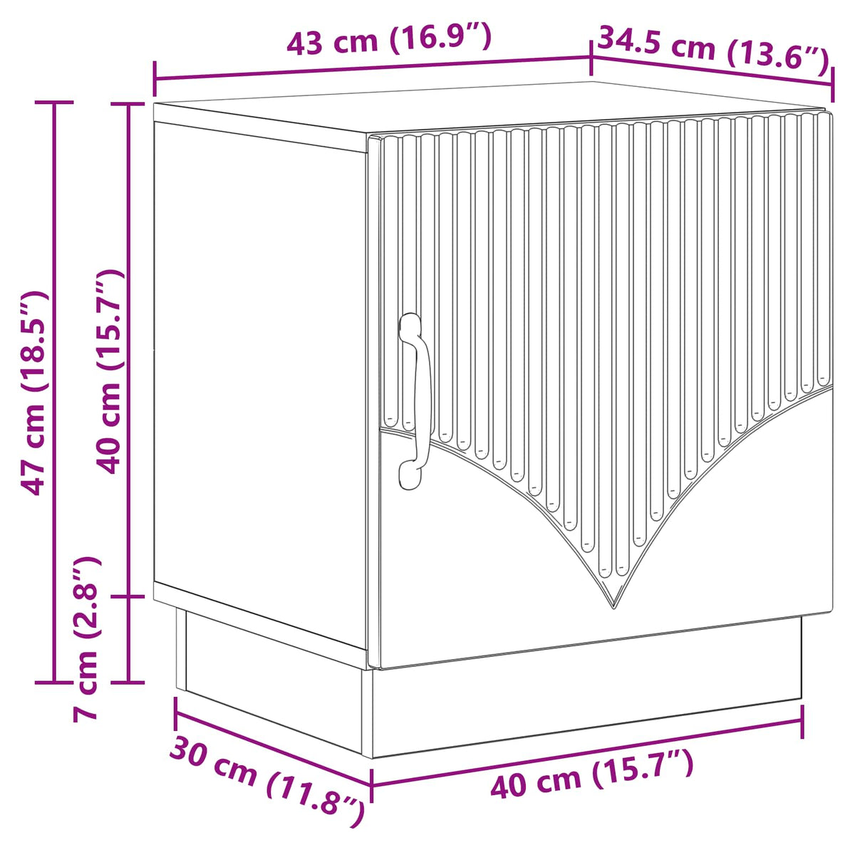 Bedside Table White 43 x 34.5 x 47 cm Engineered Wood