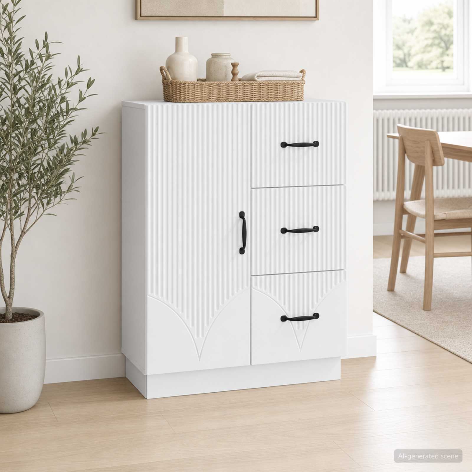 Sideboard White 66 x 34.5 x 87 cm Engineered Wood