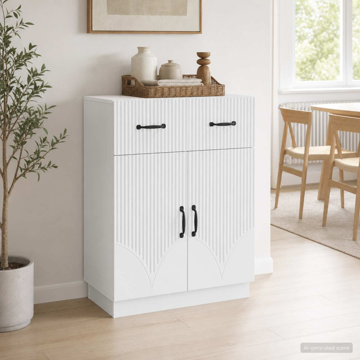 Sideboard with Drawer White 66 x 34.5 x 87 cm Engineered Wood