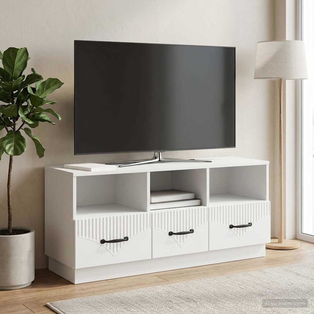 TV Cabinet with Drawer White 102 x 34.5 x 47 cm Engineered Wood