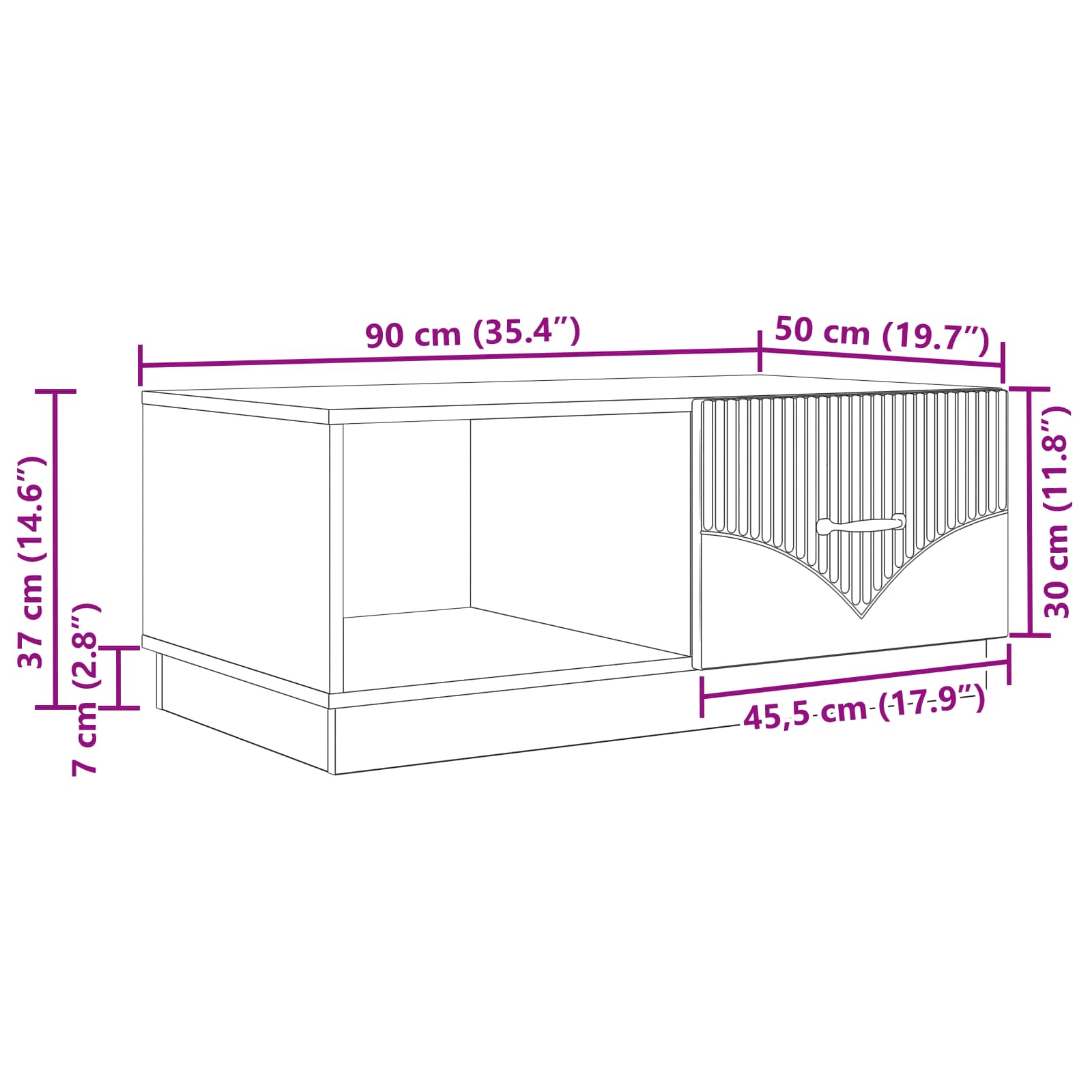 Coffee Table White 90 x 50 x 37 cm Engineered Wood