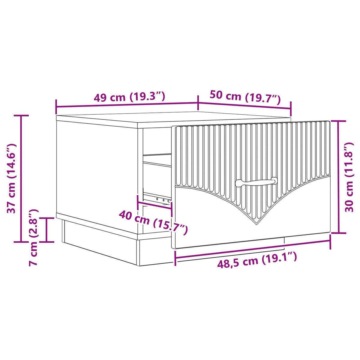 Coffee Table with Drawer White 49 x 50 x 37 cm Engineered Wood