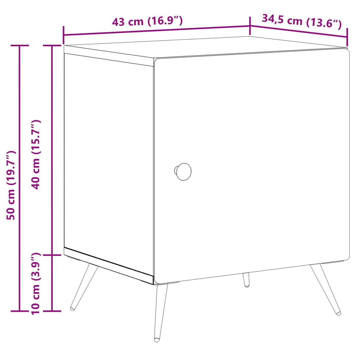 Bedside Cabinet White 43 x 34.5 x 50 cm Engineered Wood