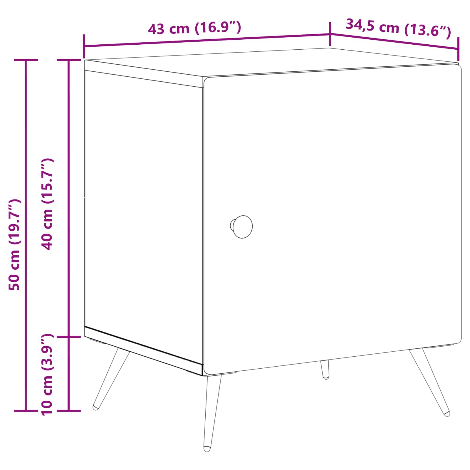 Bedside Cabinet White 43 x 34.5 x 50 cm Engineered Wood