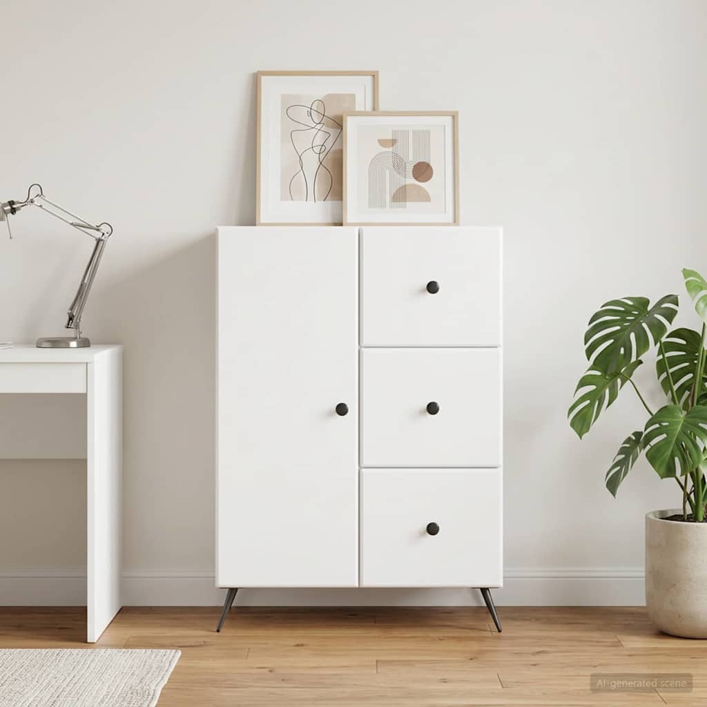 Sideboard with Drawer White 66 x 34.5 x 90 cm Engineered Wood