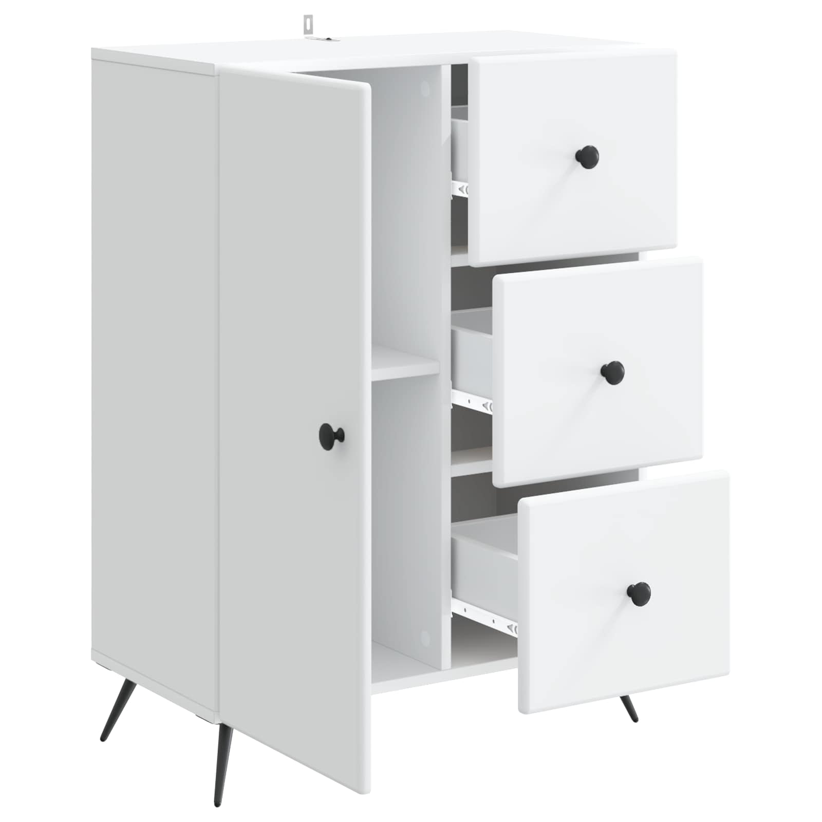 Sideboard with Drawer White 66 x 34.5 x 90 cm Engineered Wood