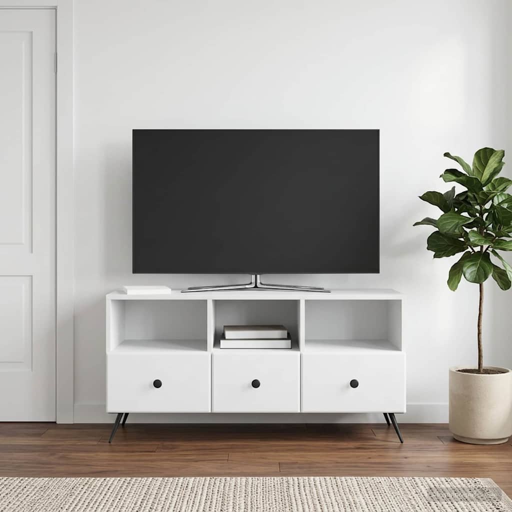 TV Cabinet with Drawer White 102 x 34.5 x 50 cm Engineered Wood