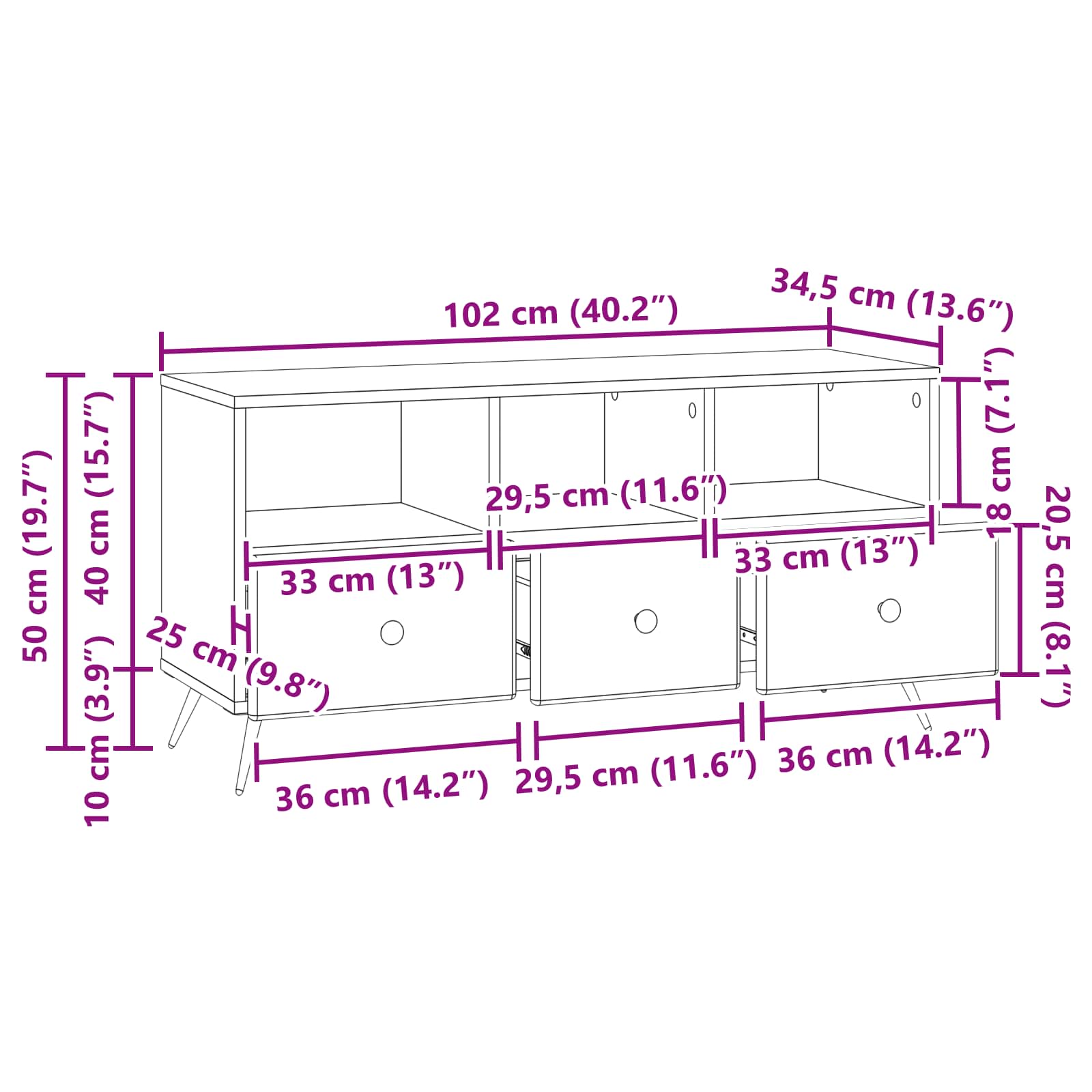 TV Cabinet with Drawer White 102 x 34.5 x 50 cm Engineered Wood