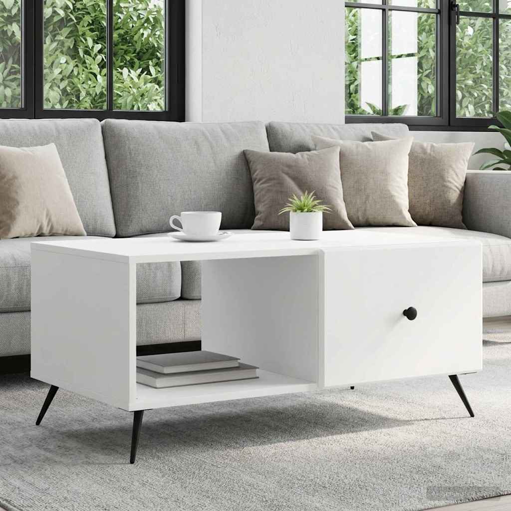 Coffee Table White 90 x 50 x 40 cm Engineered Wood