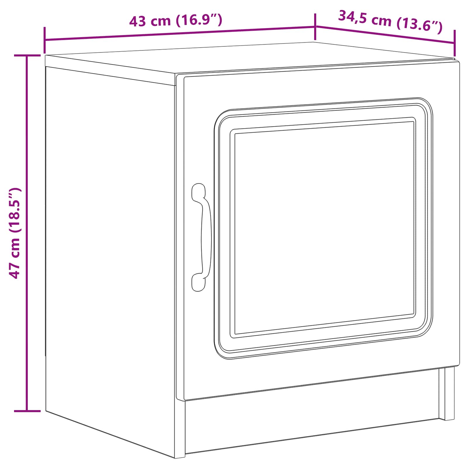 Bedside Cabinet White 43 x 34.5 x 47 cm Engineered Wood