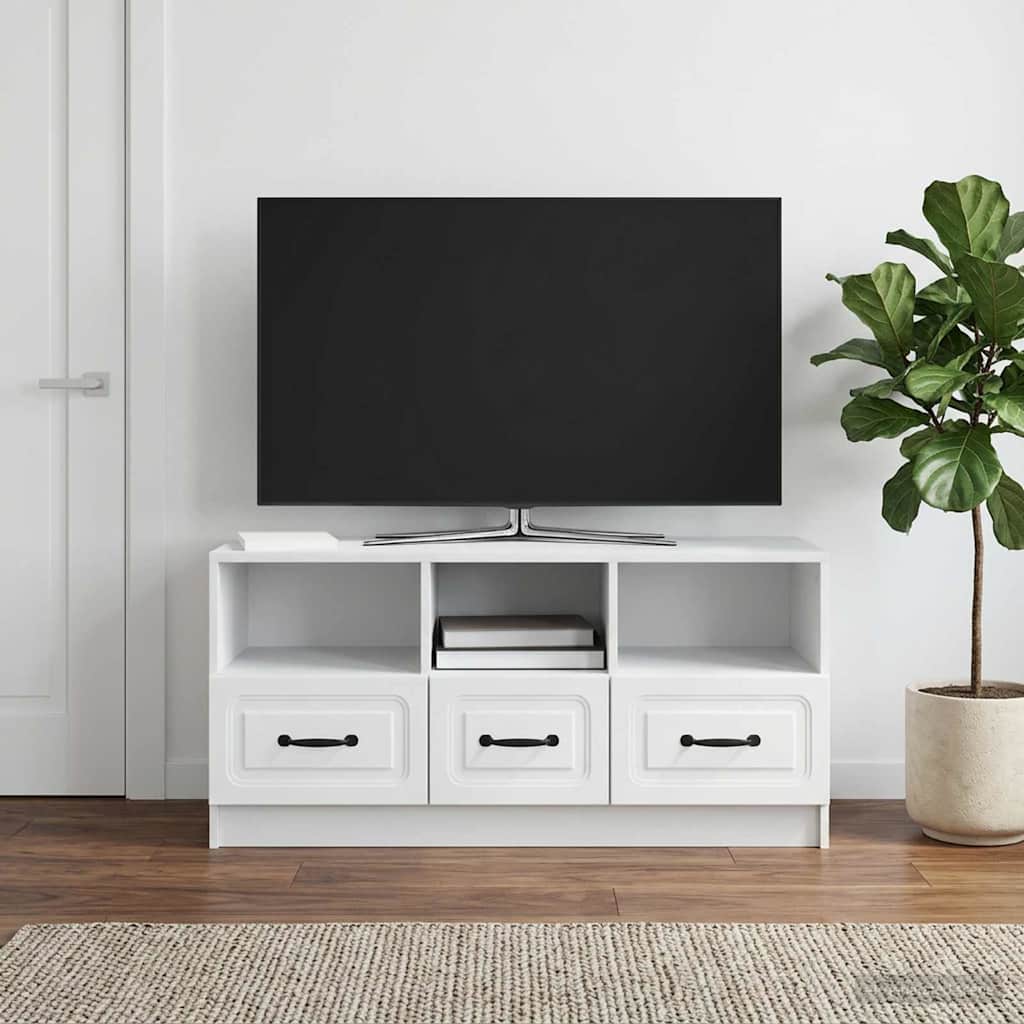 TV Cabinet with Drawer White 102 x 34.5 x 47 cm Engineered Wood