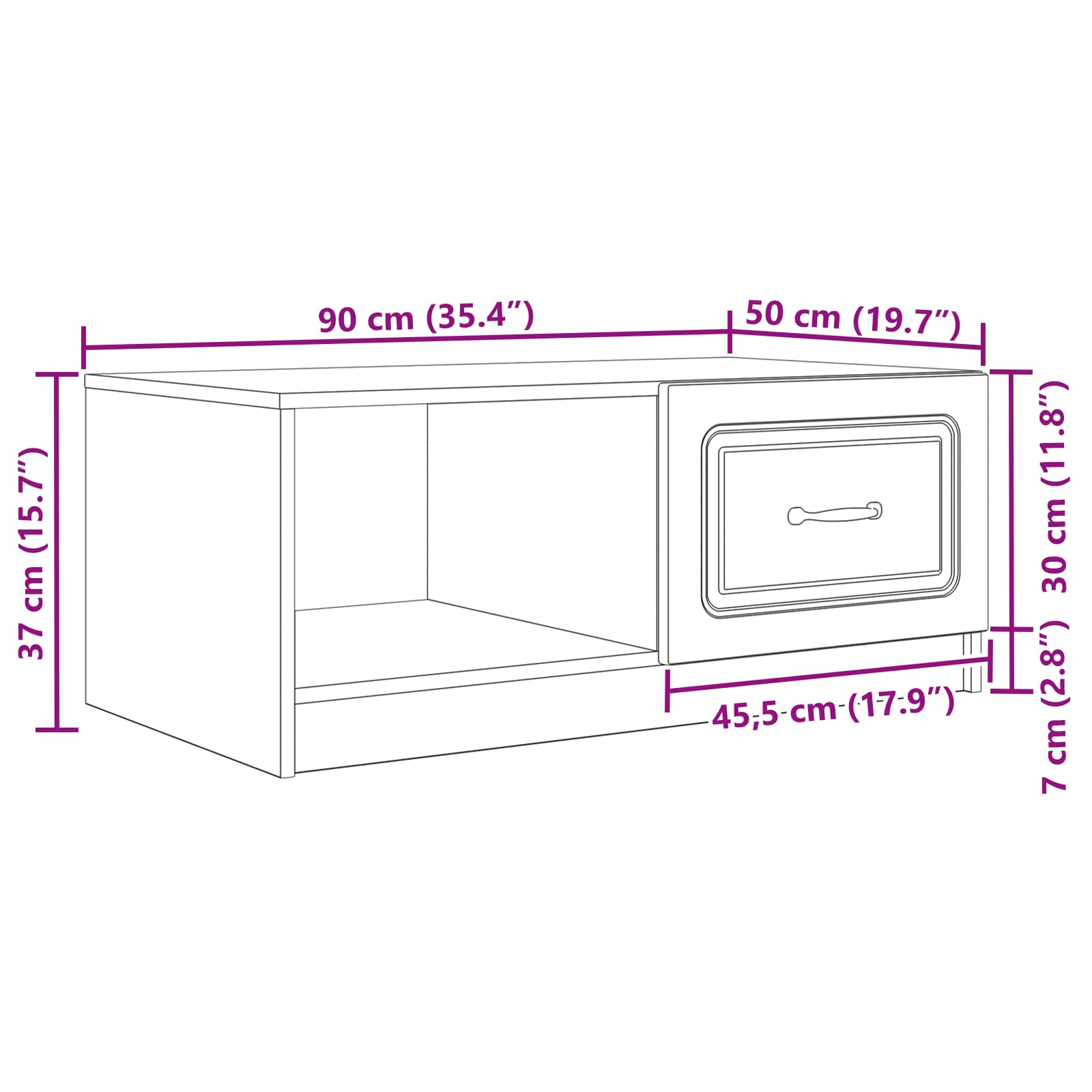 Coffee Table White 90 x 50 x 37 cm Engineered Wood