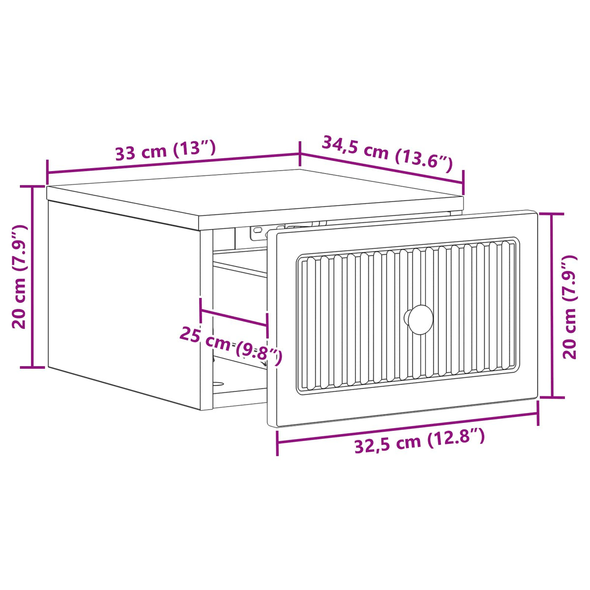 Wall-Mounted Bedside Cabinet White 33 x 34.5 x 20 cm