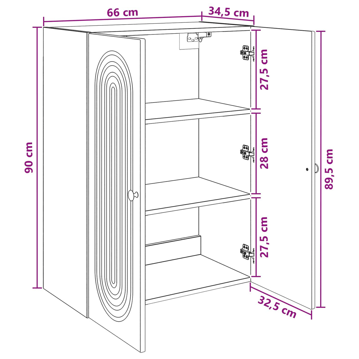 Wall-Mounted Cabinet White 66 x 34.5 x 90 cm Engineered Wood