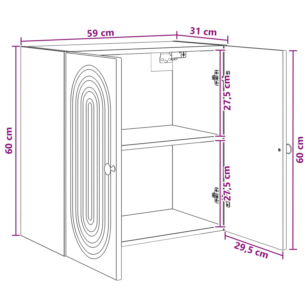 Wall-Mounted Cabinet White 59 x 31 x 60 cm Engineered Wood