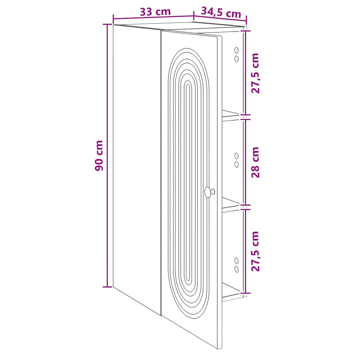 Wall-Mounted Cabinet White 33 x 34.5 x 90 cm Engineered Wood