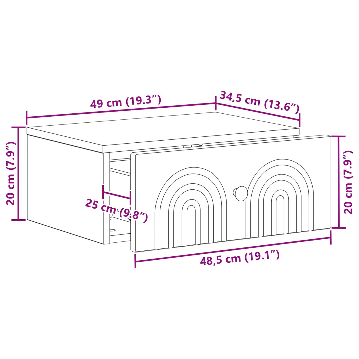 Wall-Mounted Bedside Cabinet White 49 x 34.5 x 20 cm