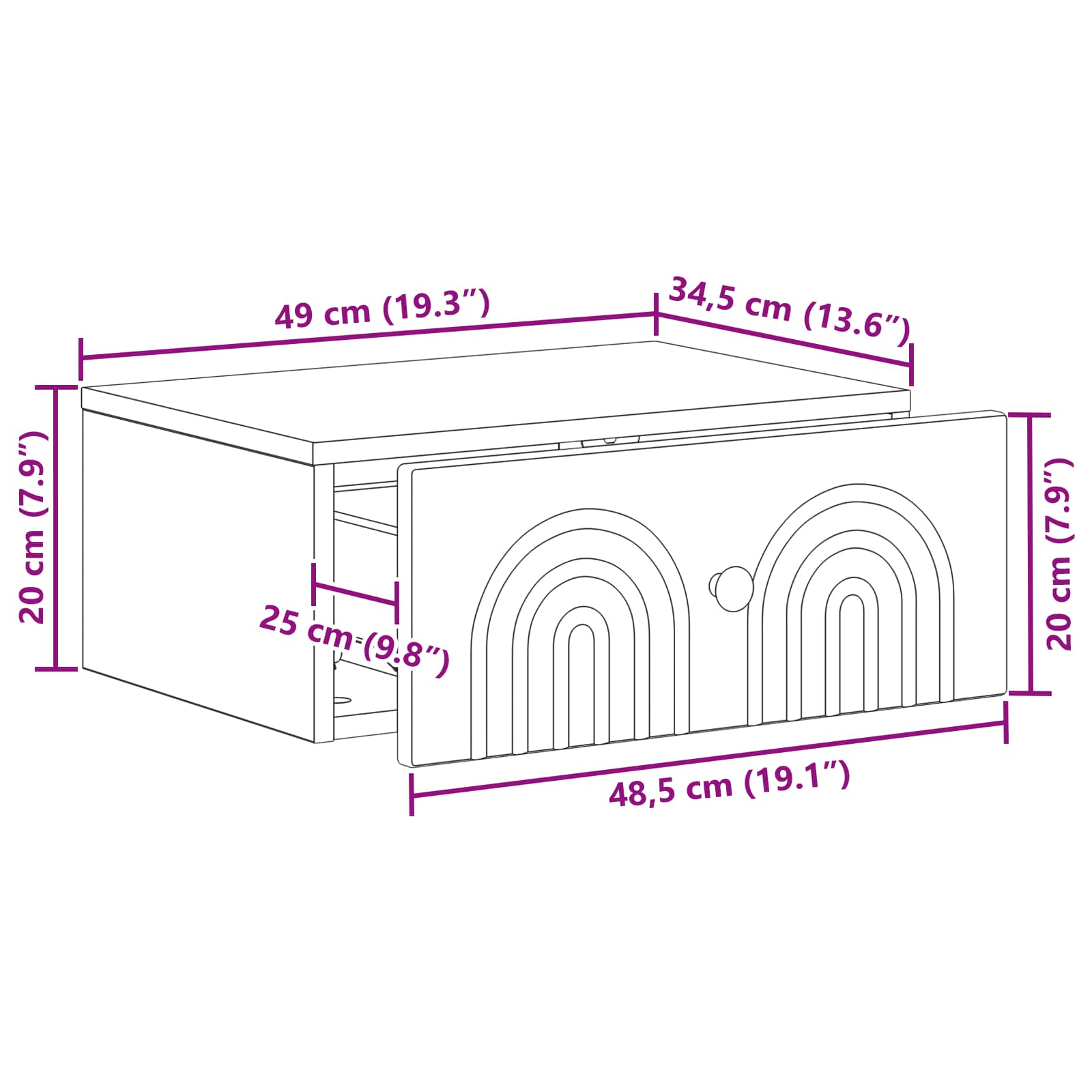 Wall-Mounted Bedside Cabinet White 49 x 34.5 x 20 cm